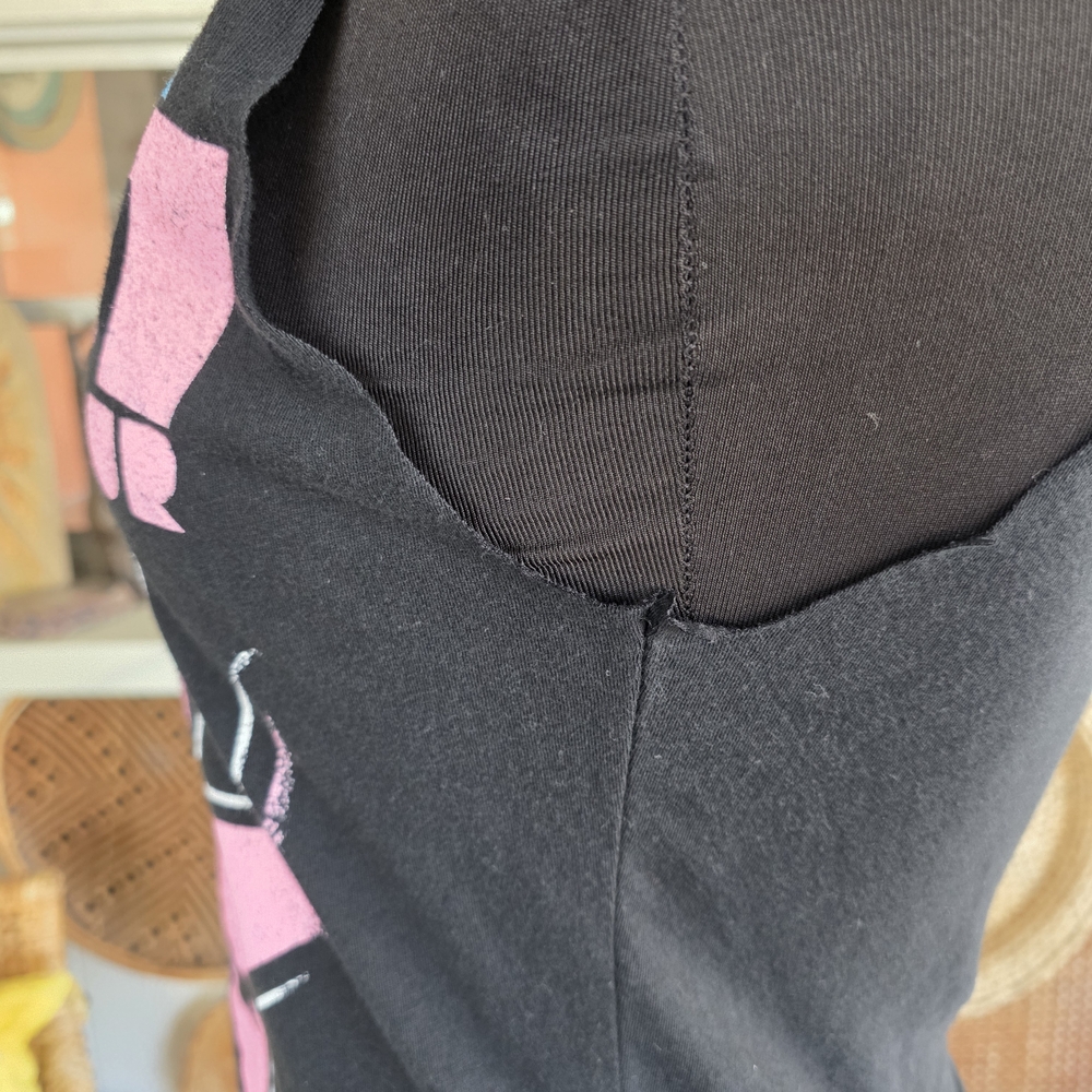 Grateful Dead Custom Cut Cropped Black Tank Top with Pink and Blue Bear M? - Picture 8 of 15